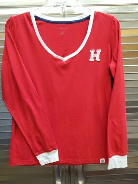 Vintage Tommy Hilfiger Red and White Long Sleeve T Shirt